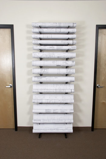 Vis-i-Rack for large rolled documents such as blueprints, plans and architectural drawings.