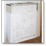 The drop lift wall rack contains plans, blueprints and large documents and keeps them securely at the ready.