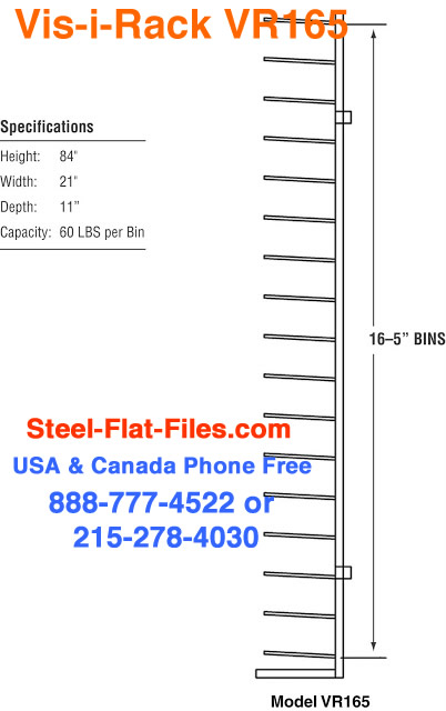 Brookside Design Vis-i-Rack High Capacity 16 Bin Blueprint Roll File  Storage Rack, Textured Black (V