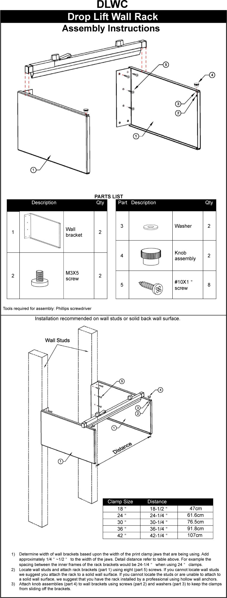 Brookside Design DLWC Drop Lift Wall Rack for Large Documents.