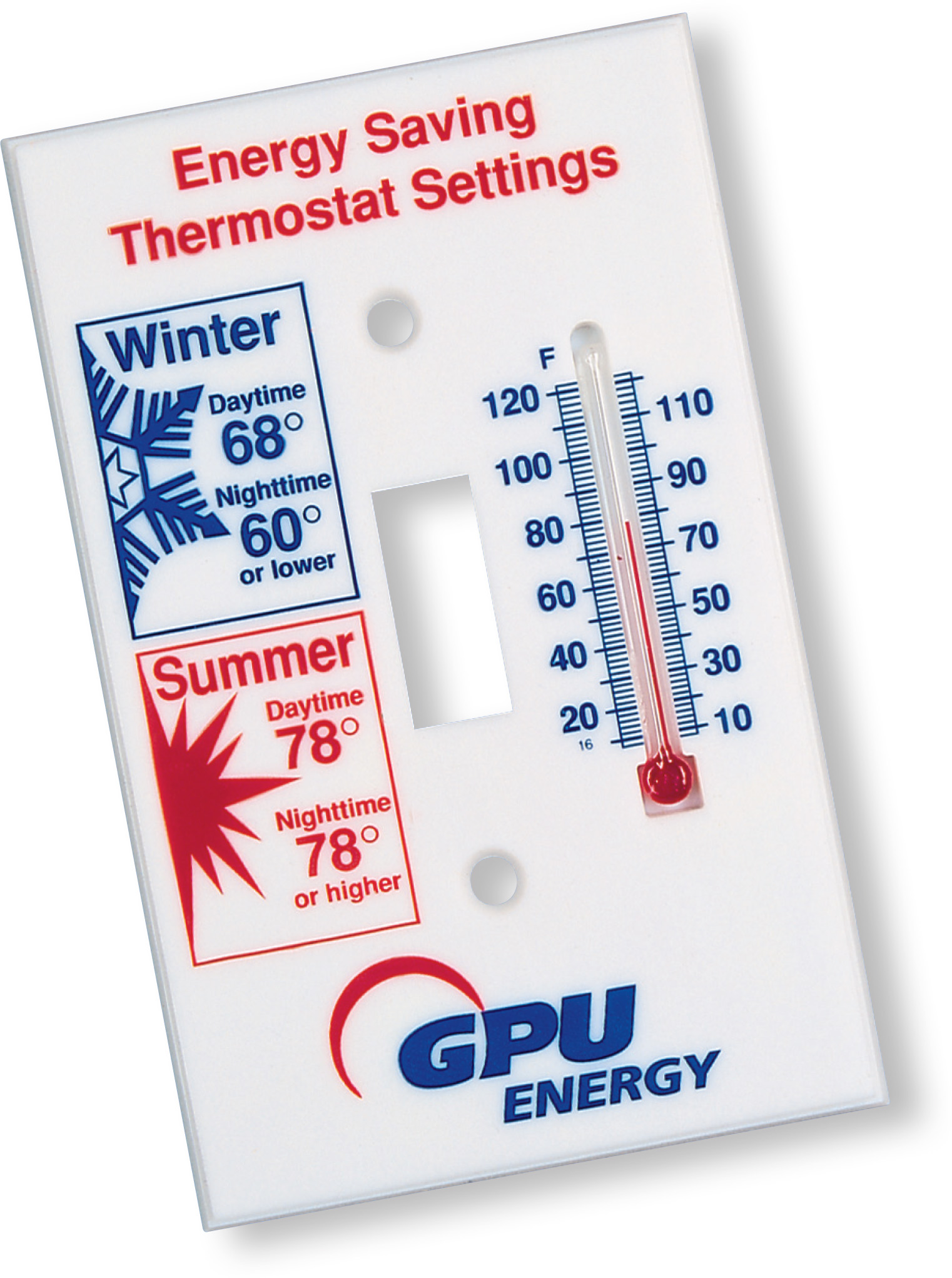 Integral thermometers are part of the custom picture with switch plates from Blueberry Brands.