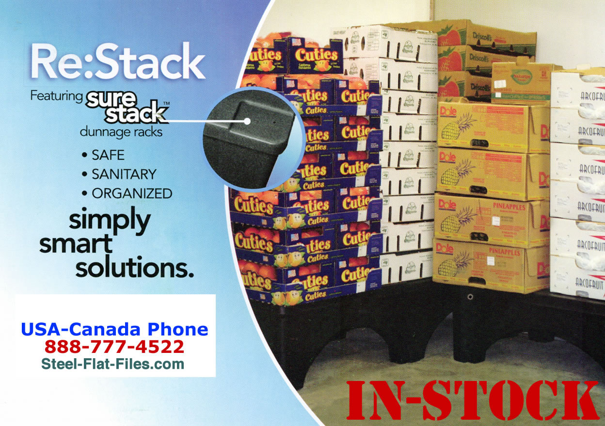 Dunnage plastic racks displaying merchandise.