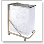Mobile rack for large document storage.