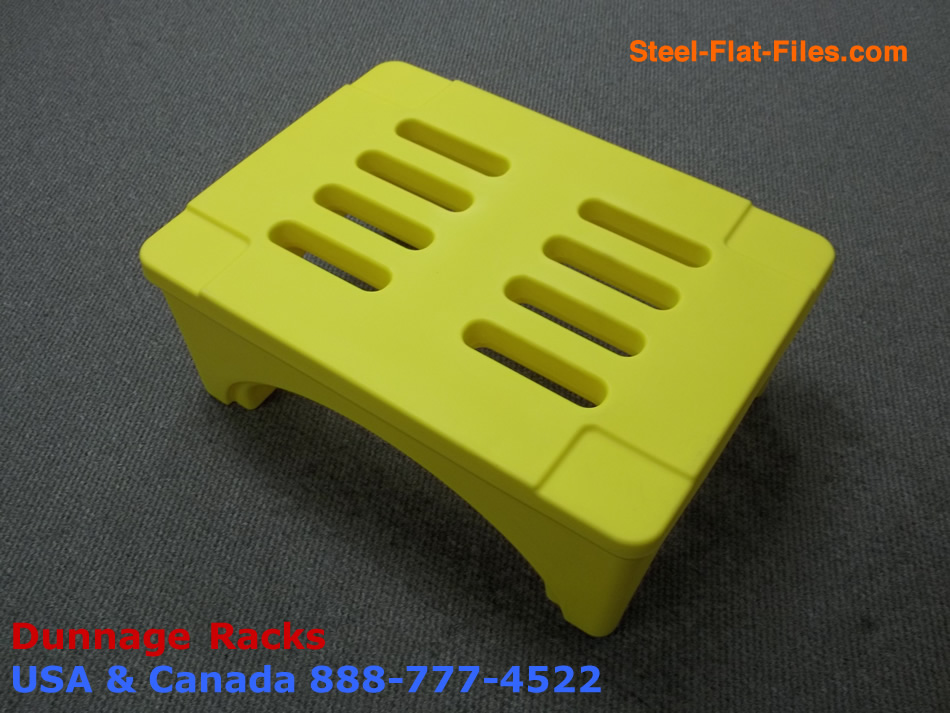 Safety yellow plastic dunnage racks from dunnage-racks.com