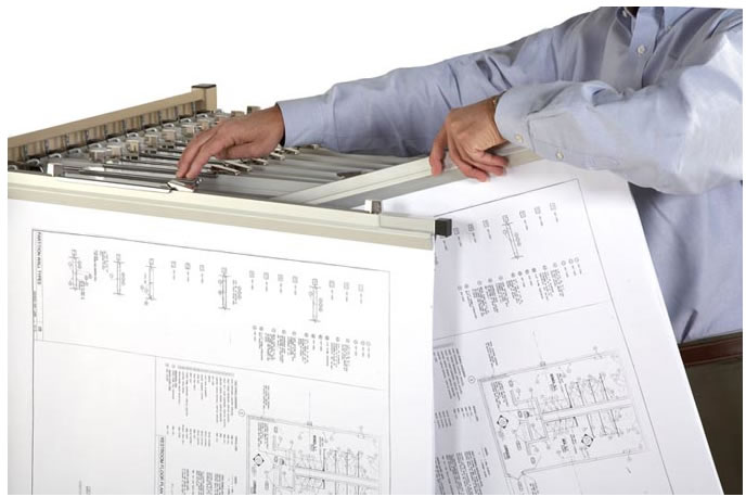 Mobile racks for large documents, plans & blueprints.