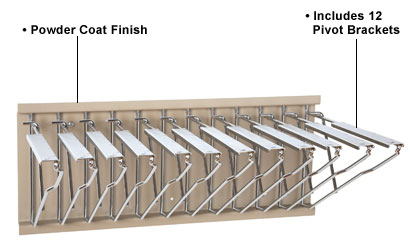 Pivot wall racks make the most of available room space, and conveniently permit archival and retrieval resources at hand.