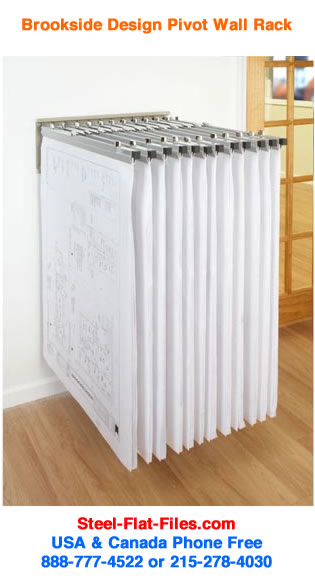 Pivot wall racks make the most of available room space, and conveniently permit archival and retrieval resources at hand.