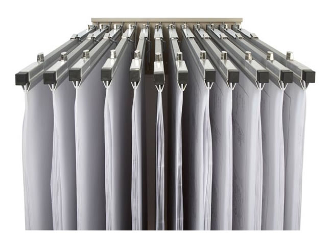 Pivot wall racks make the most of available room space, and conveniently permit archival and retrieval resources at hand.