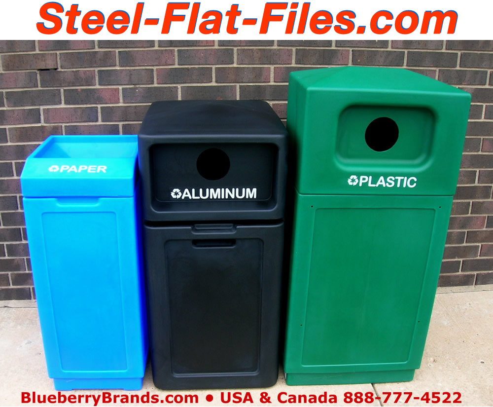 Recycle bins available in a variety of colors.