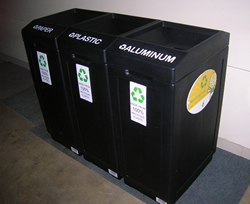 Commercial recycling wastebaskets.