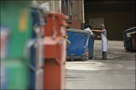 Liners make it easy to transport recyclables to the designated dumpster.