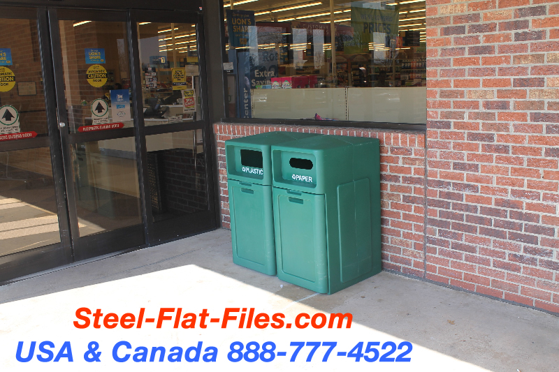 Recycling containers for supermarkets.