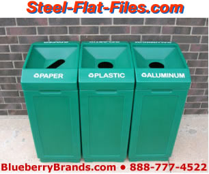 Recycle bins with an open top are easy to use.