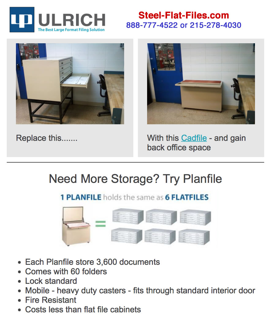 Ulrich comparison of space saving utilizing a Cadfile versus a flat file.