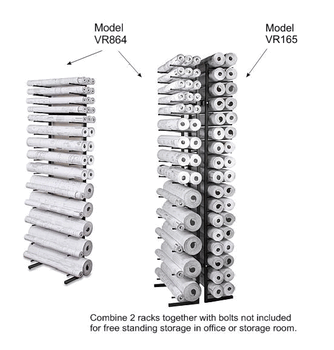 Brookside Design Vis-i-Rack High Capacity 16 Bin Blueprint Roll File  Storage Rack, Textured Black (V