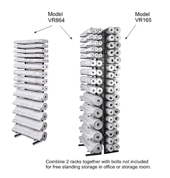 Brookside Design Vis-i-Rack High Capacity 16 Bin Blueprint Roll File Storage  Rack, Textured Black (V